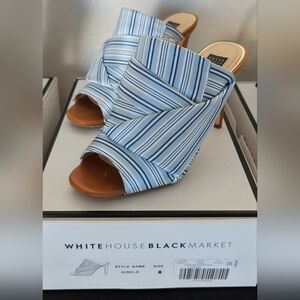 White House Black Market Striped Blue Mules | Gisele